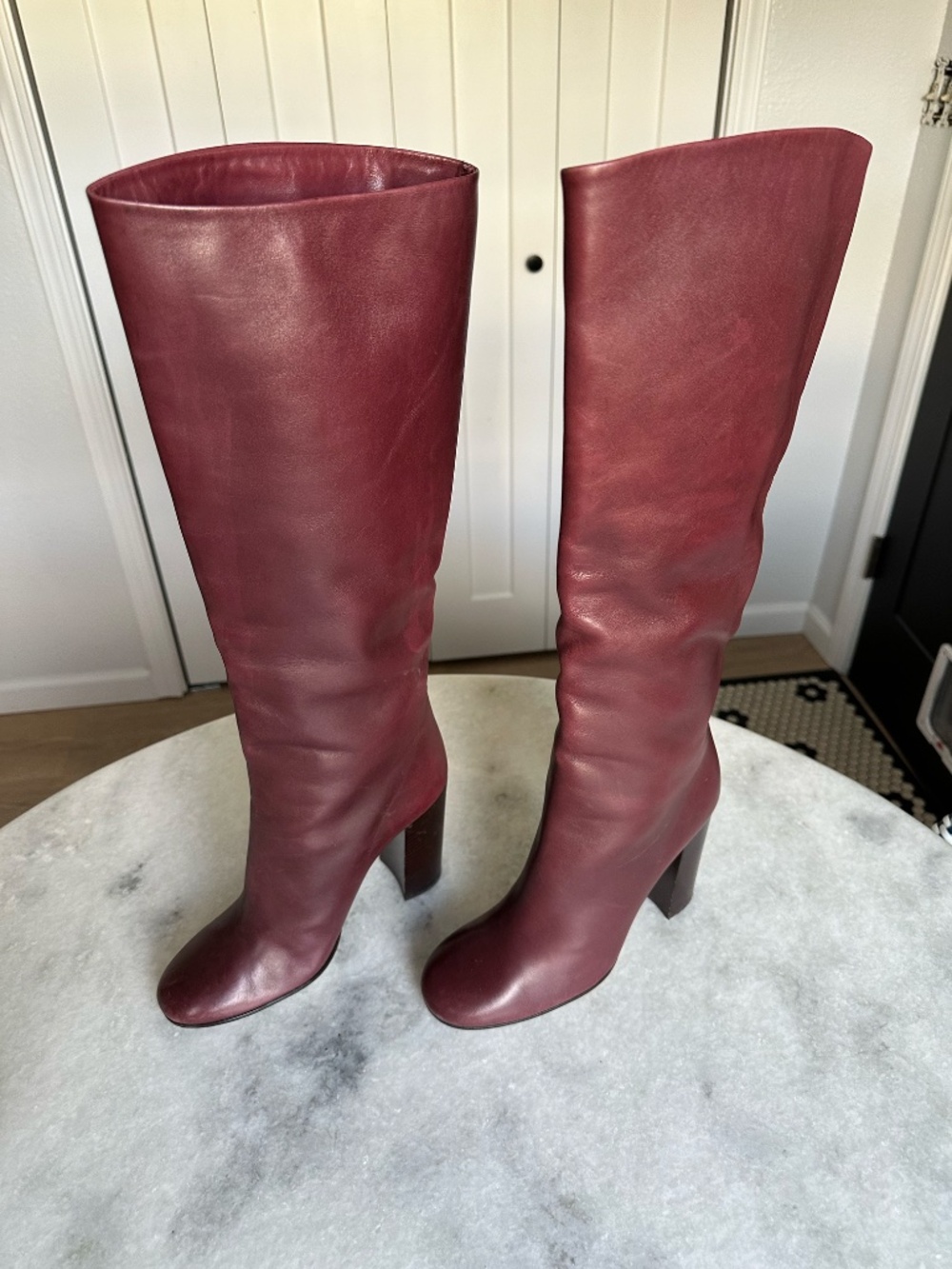 Bally Leather Boots Burgundy Size 40